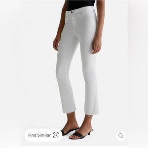AG Denim White High-Rise Slim Flare Crop Jeans in perfect condition. Size 28